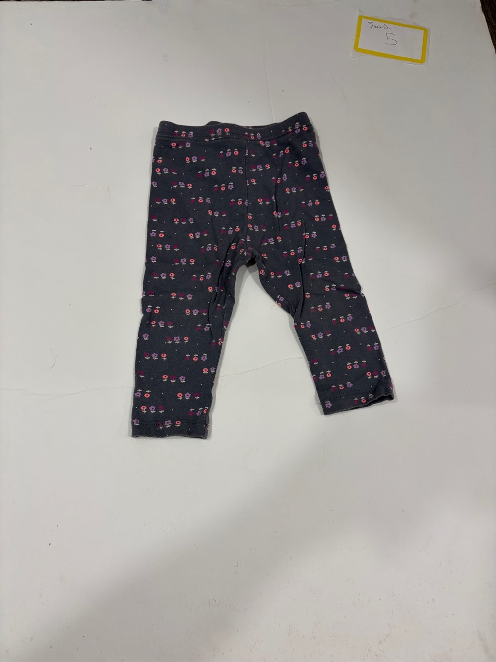 Old Navy Dark Gray Leggings with Pink Floral Print